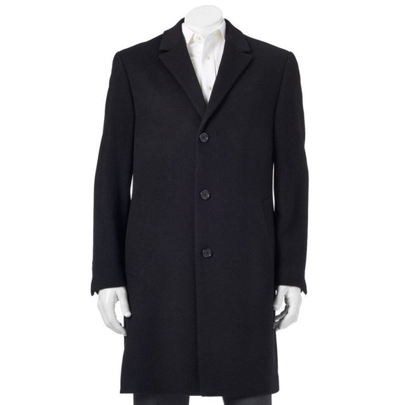 Men's Chaps Classic-Fit Wool-Blend Coat Black Size: 44 Reg. - Picture 1 of 1